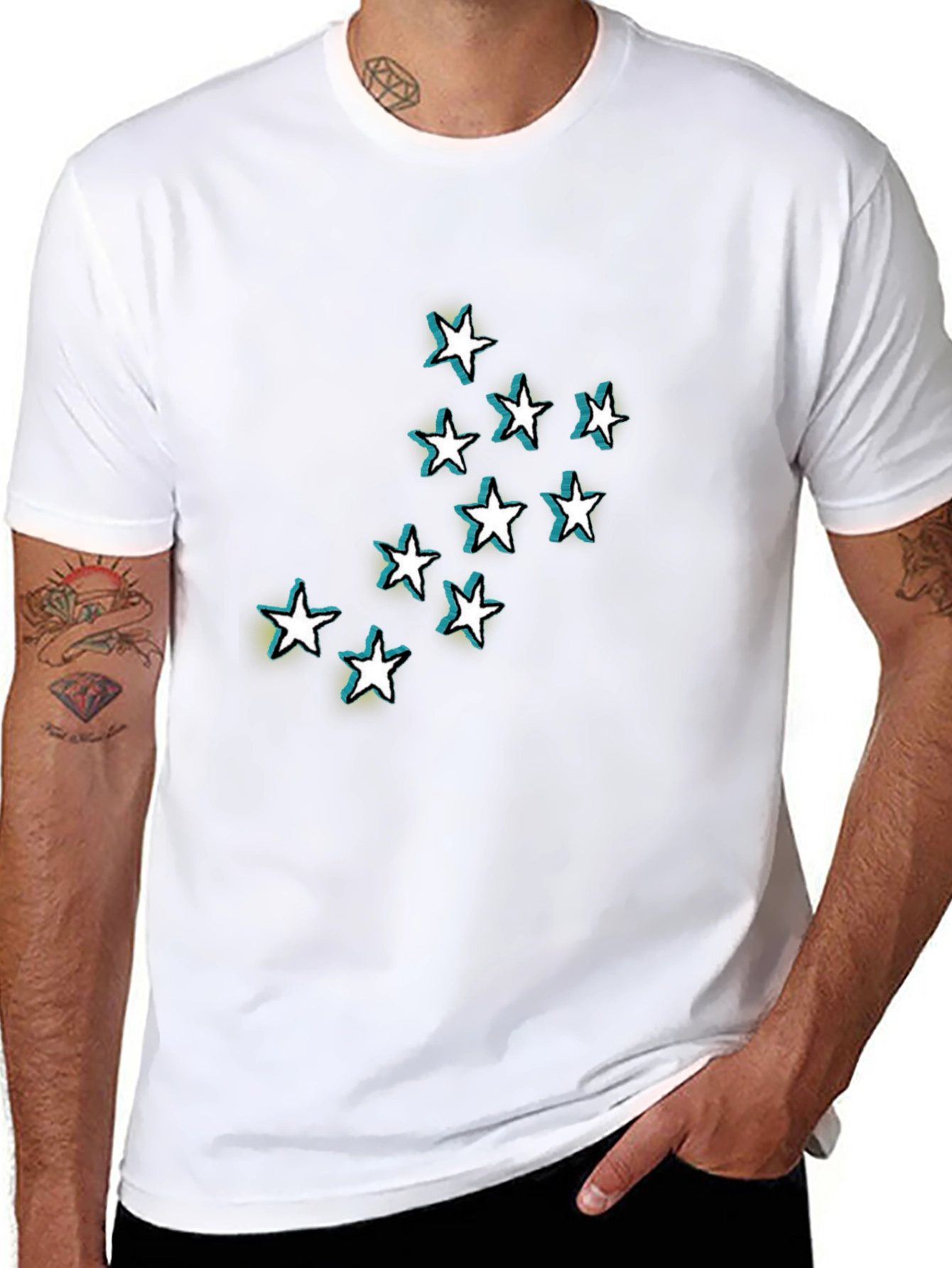Stars Graphic Black T-Shirt for Men