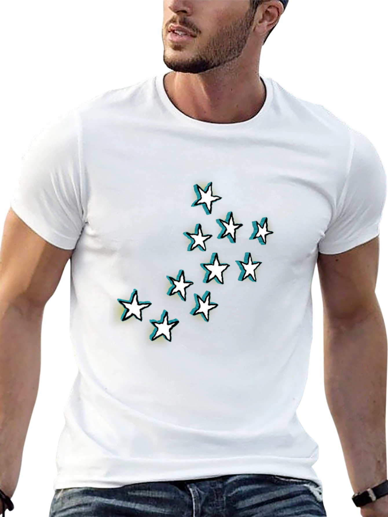 Stars Graphic Black T-Shirt for Men