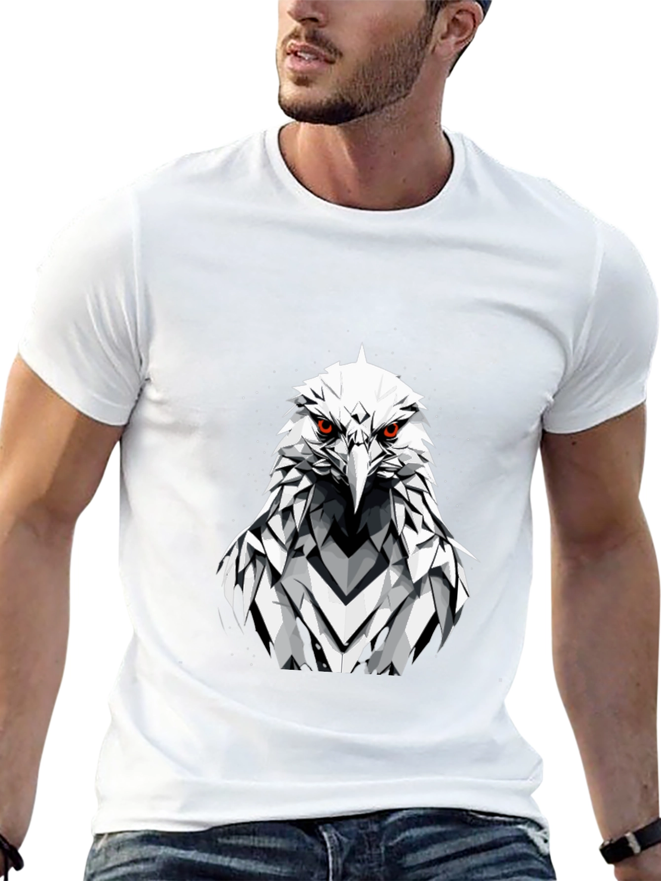 Eagle Graphic Tee - Fierce Geometric Bird Design