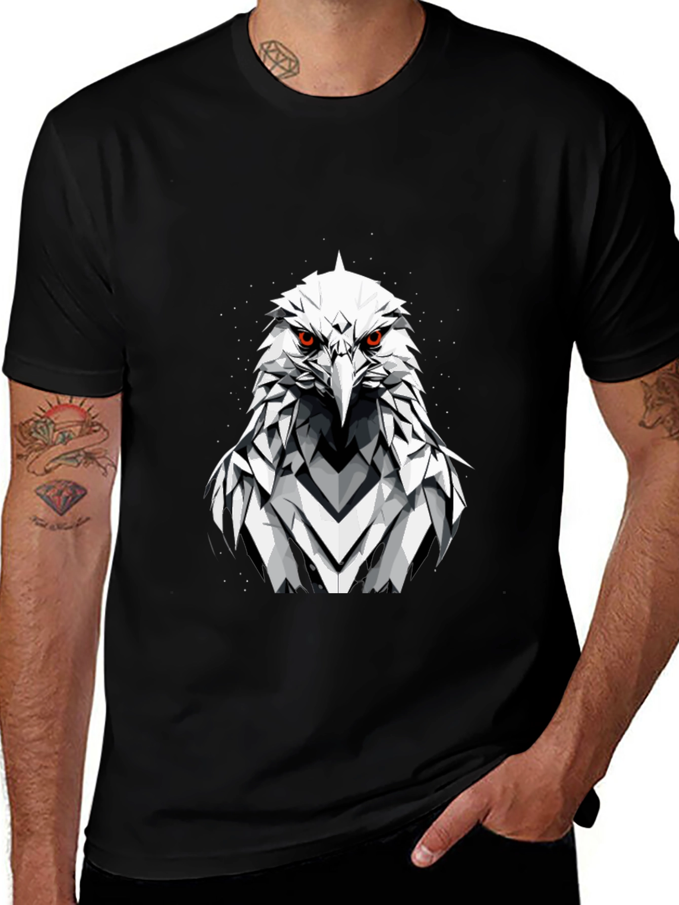 Eagle Graphic Tee - Fierce Geometric Bird Design