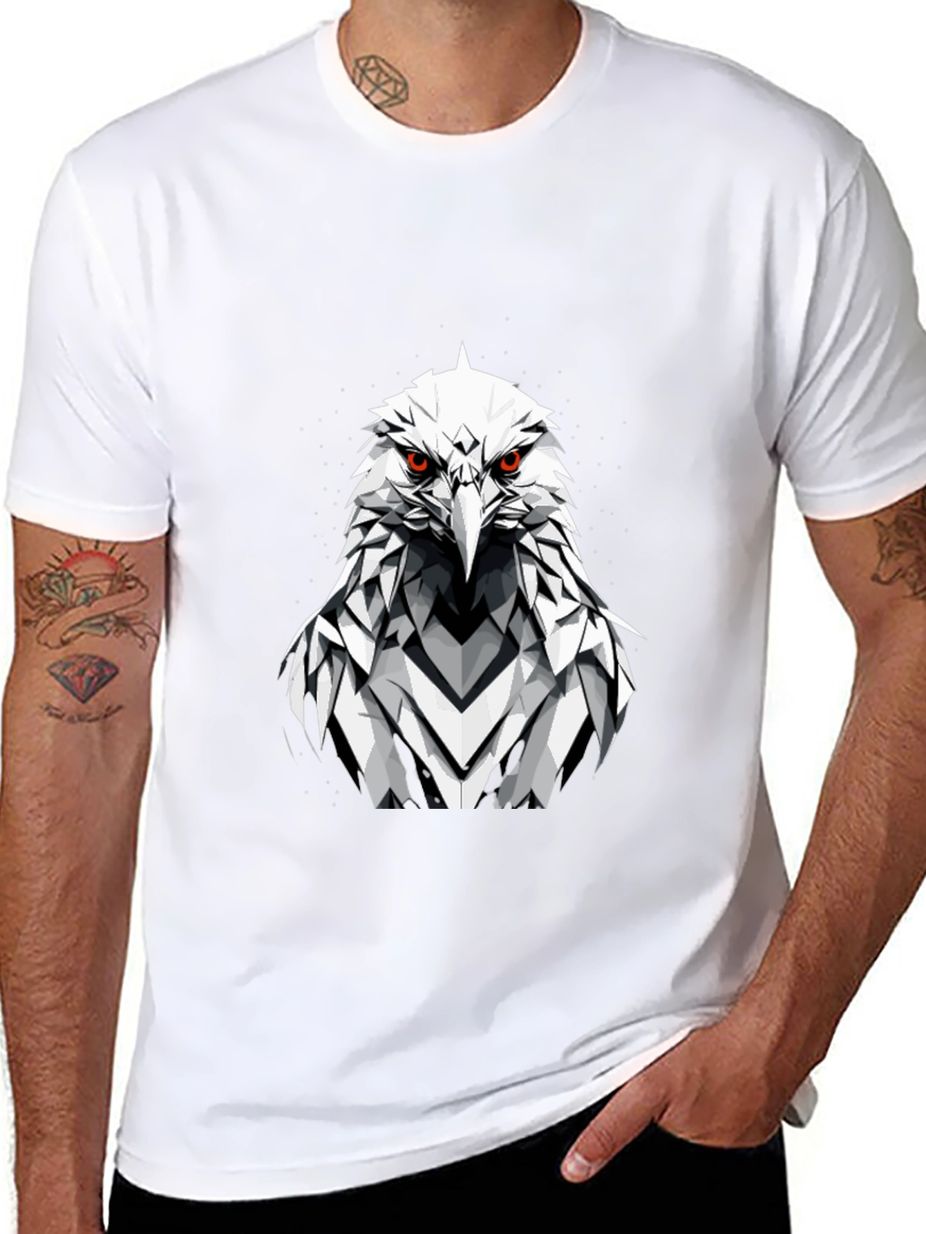 Eagle Graphic Tee - Fierce Geometric Bird Design