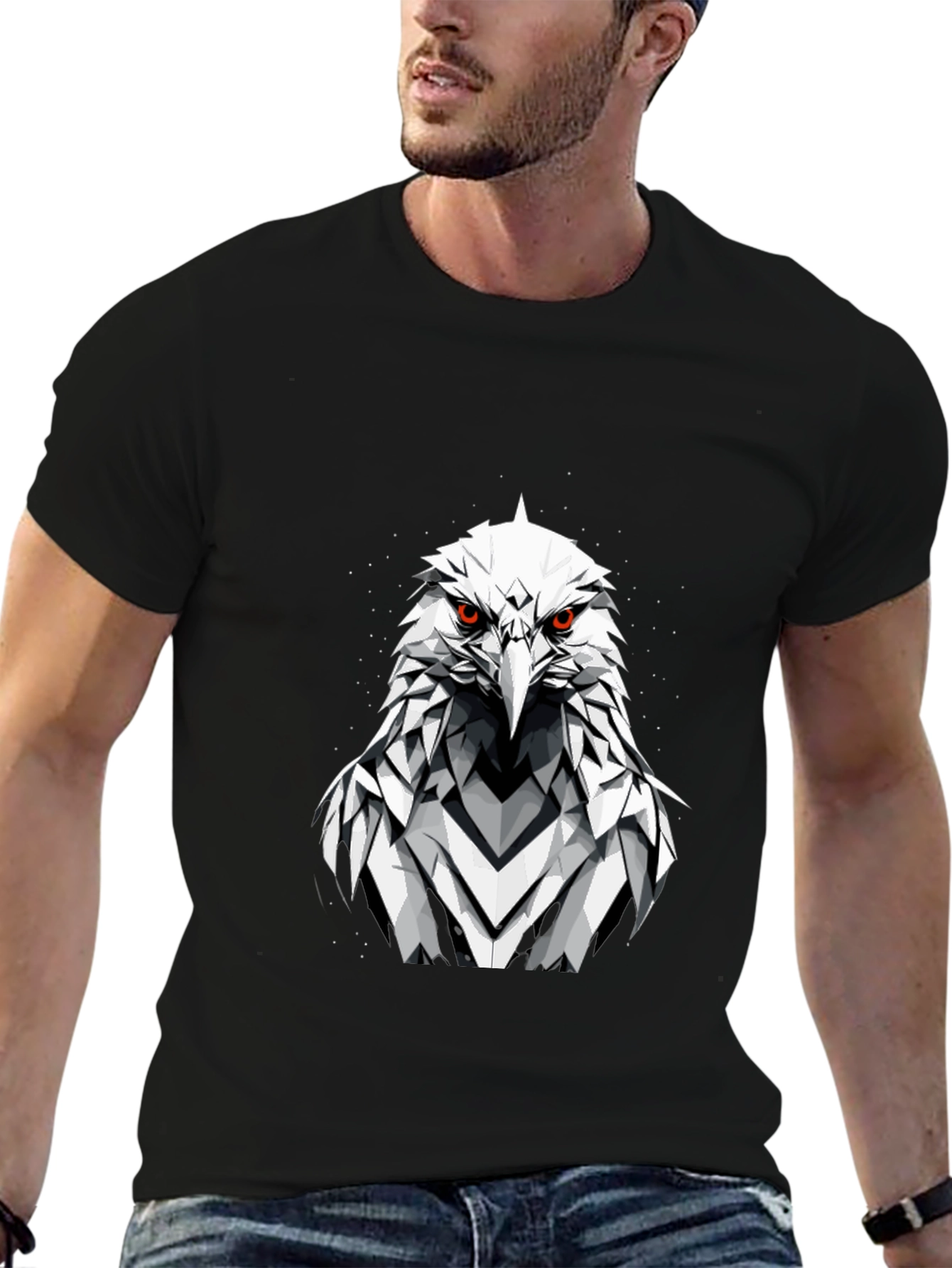 Eagle Graphic Tee - Fierce Geometric Bird Design