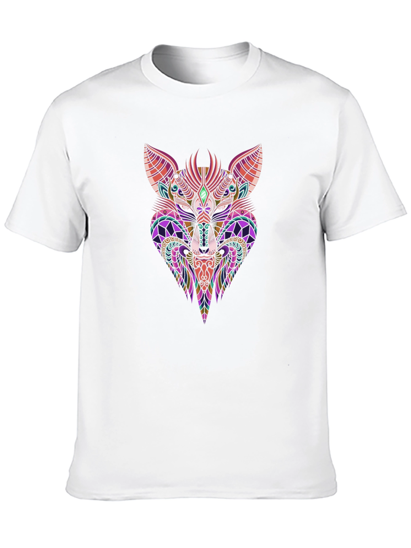 Abstract Fox Graphic Print Black T-Shirt