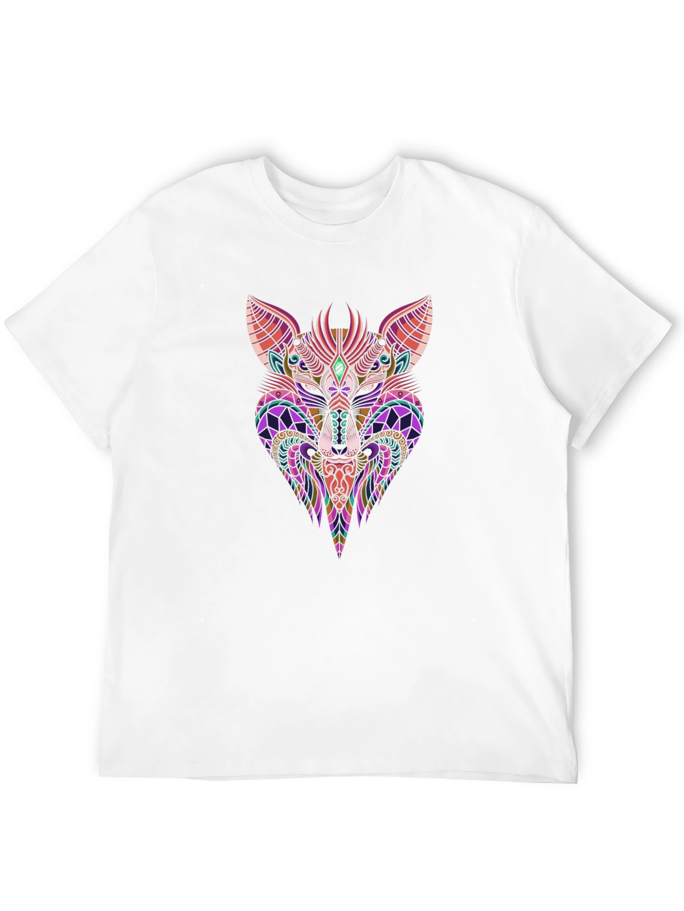 Abstract Fox Graphic Print Black T-Shirt