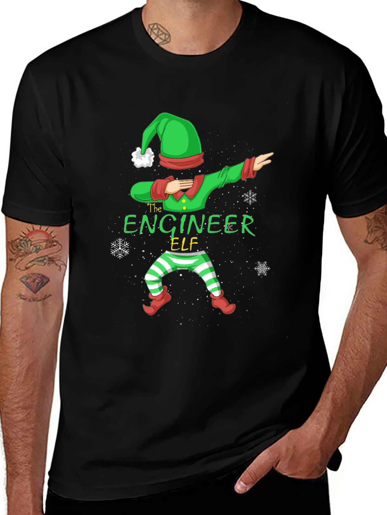 Engineer Elf Dabbing T-Shirt - Christmas Holiday Tee