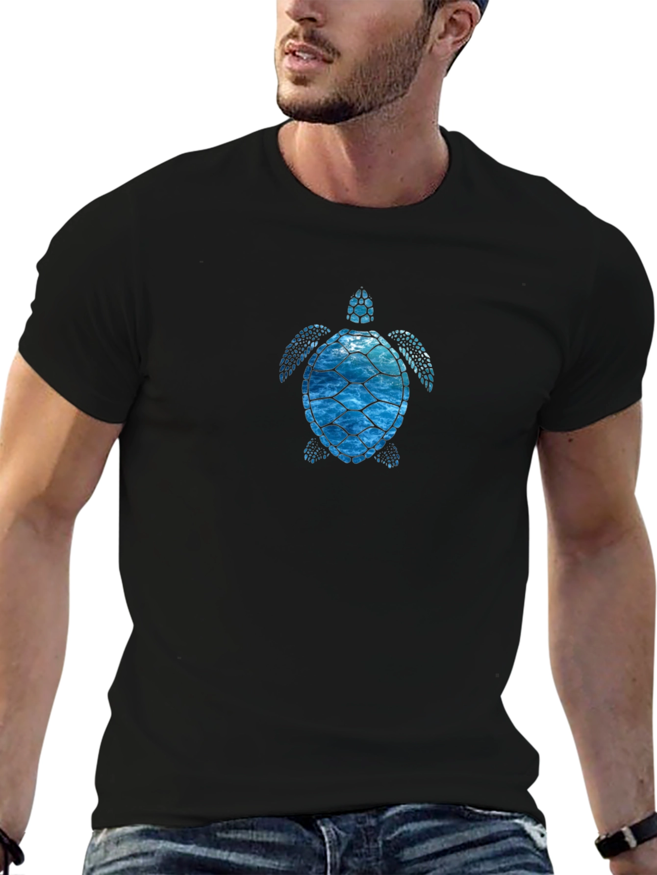 Ocean Turtle Graphic Tee - Casual Black T-Shirt
