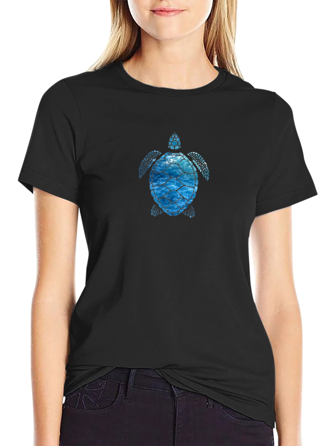 Ocean Turtle Graphic Tee - Casual Black T-Shirt