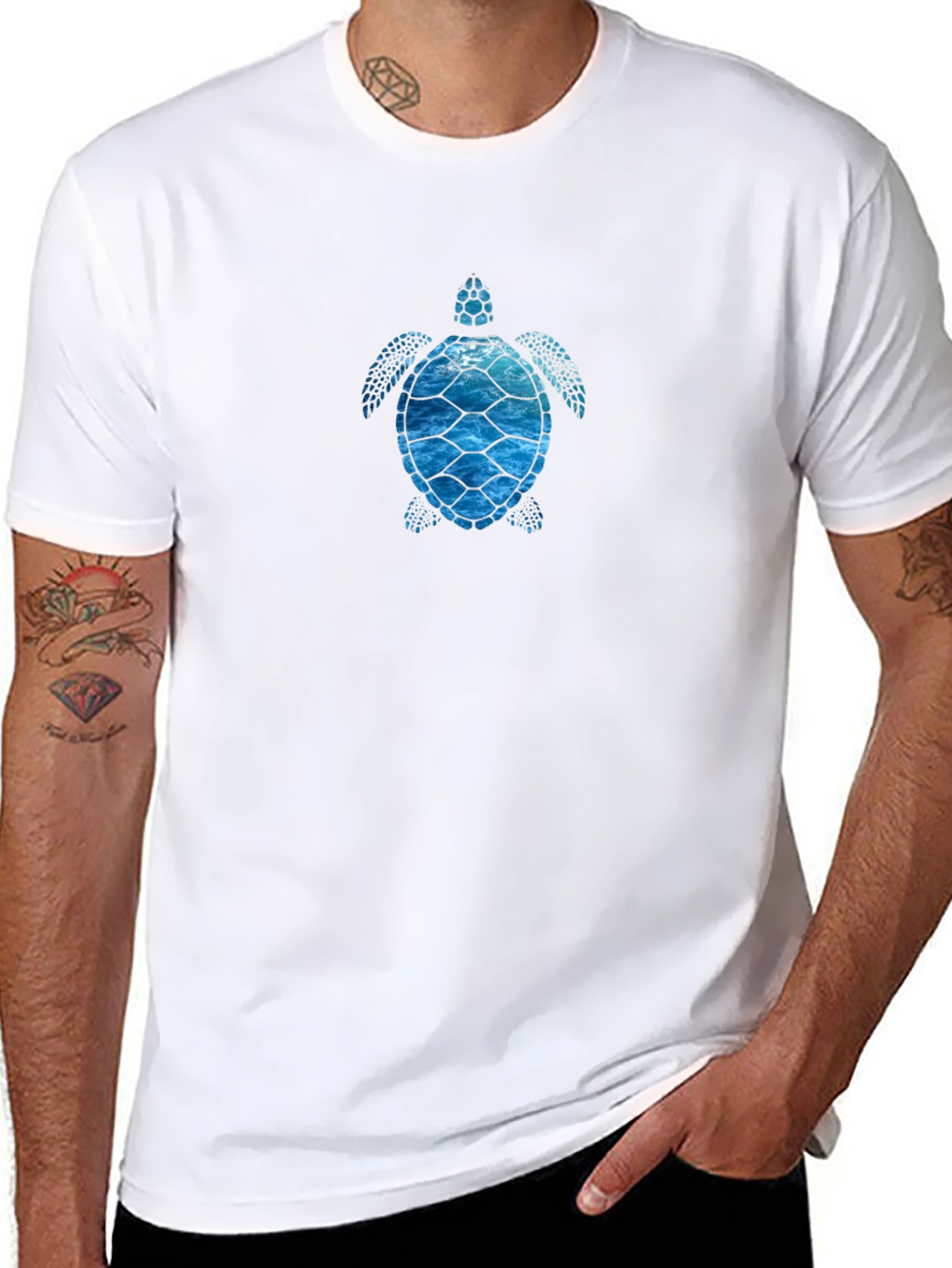 Ocean Turtle Graphic Tee - Casual Black T-Shirt