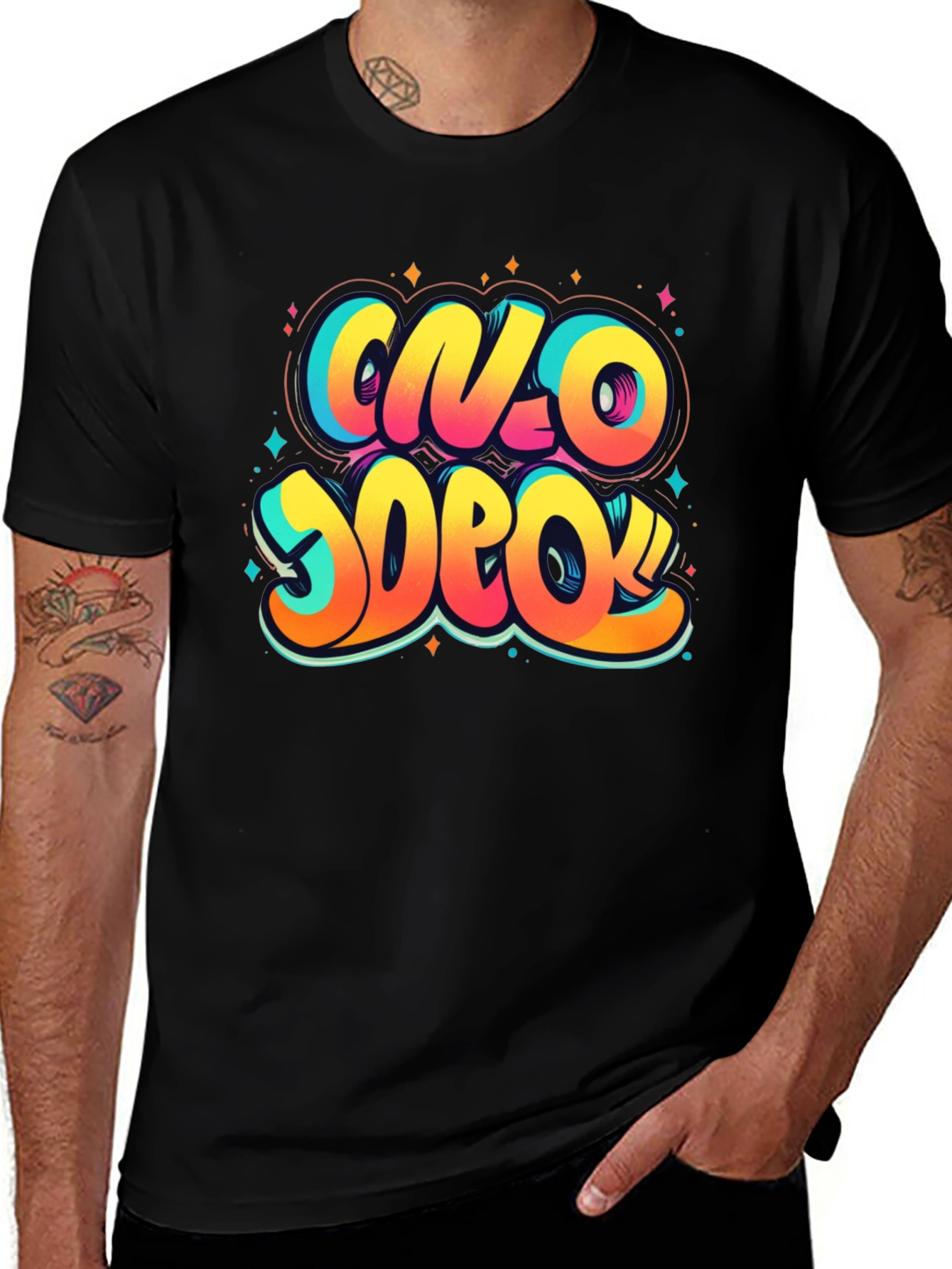 Vibrant Graphic Print Crew Neck T-Shirt