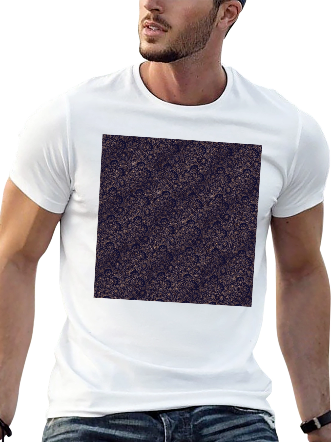 Patterned Print Black T-Shirt