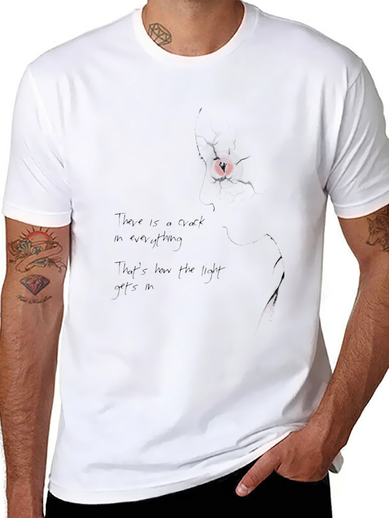 Cracked Heart Graphic Black T-Shirt - Poetic Design