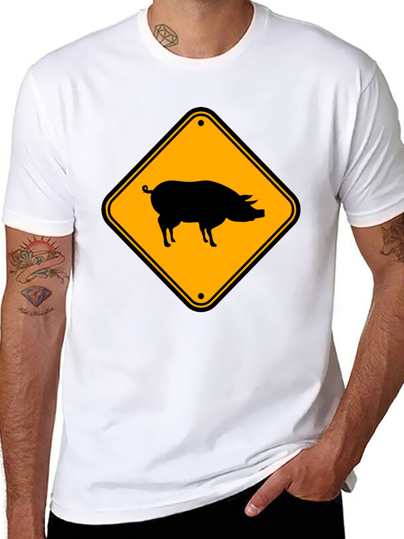 Novelty Pig Crossing T-Shirt