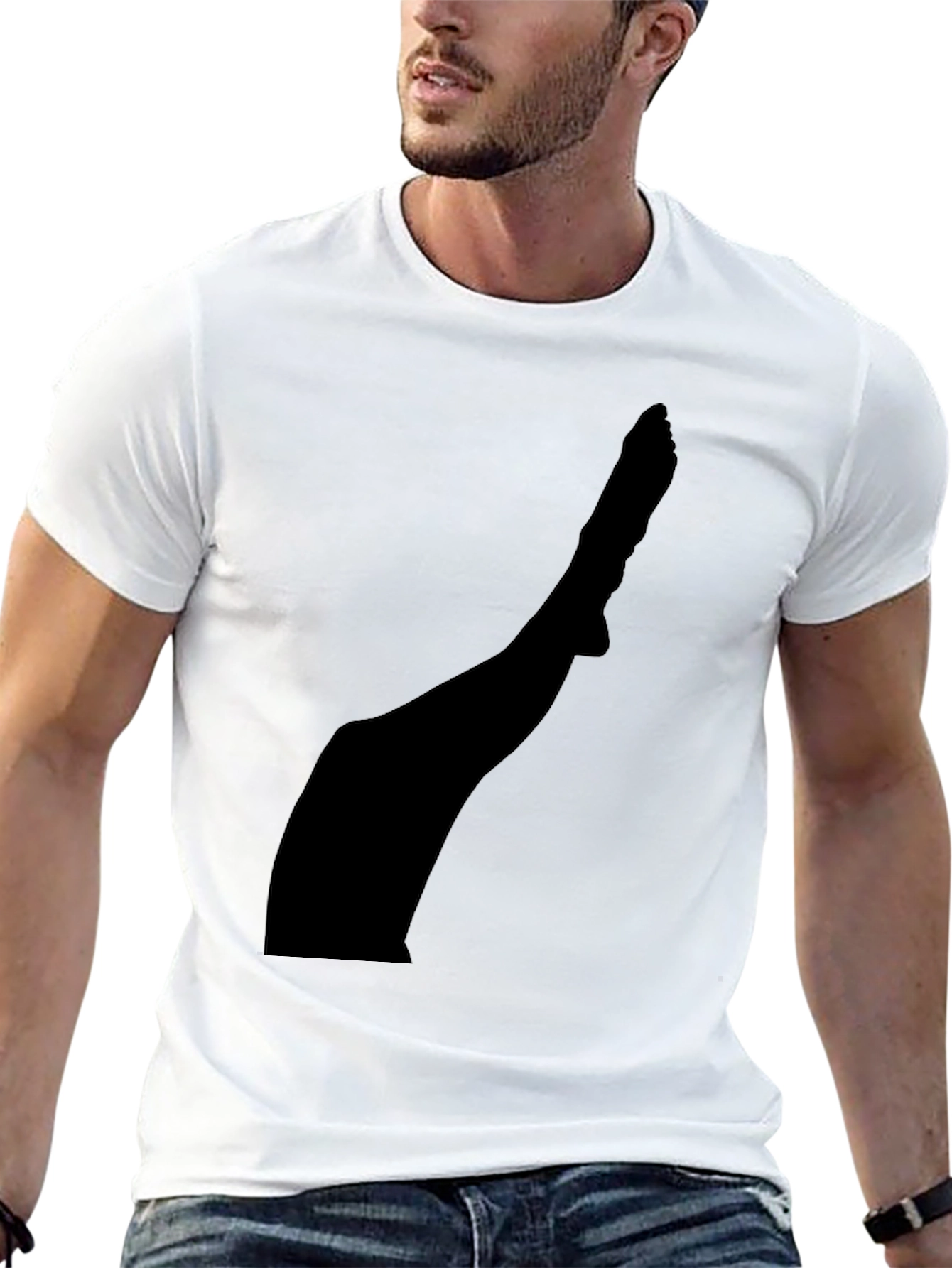 Mens Black T-Shirt with Leg Silhouette