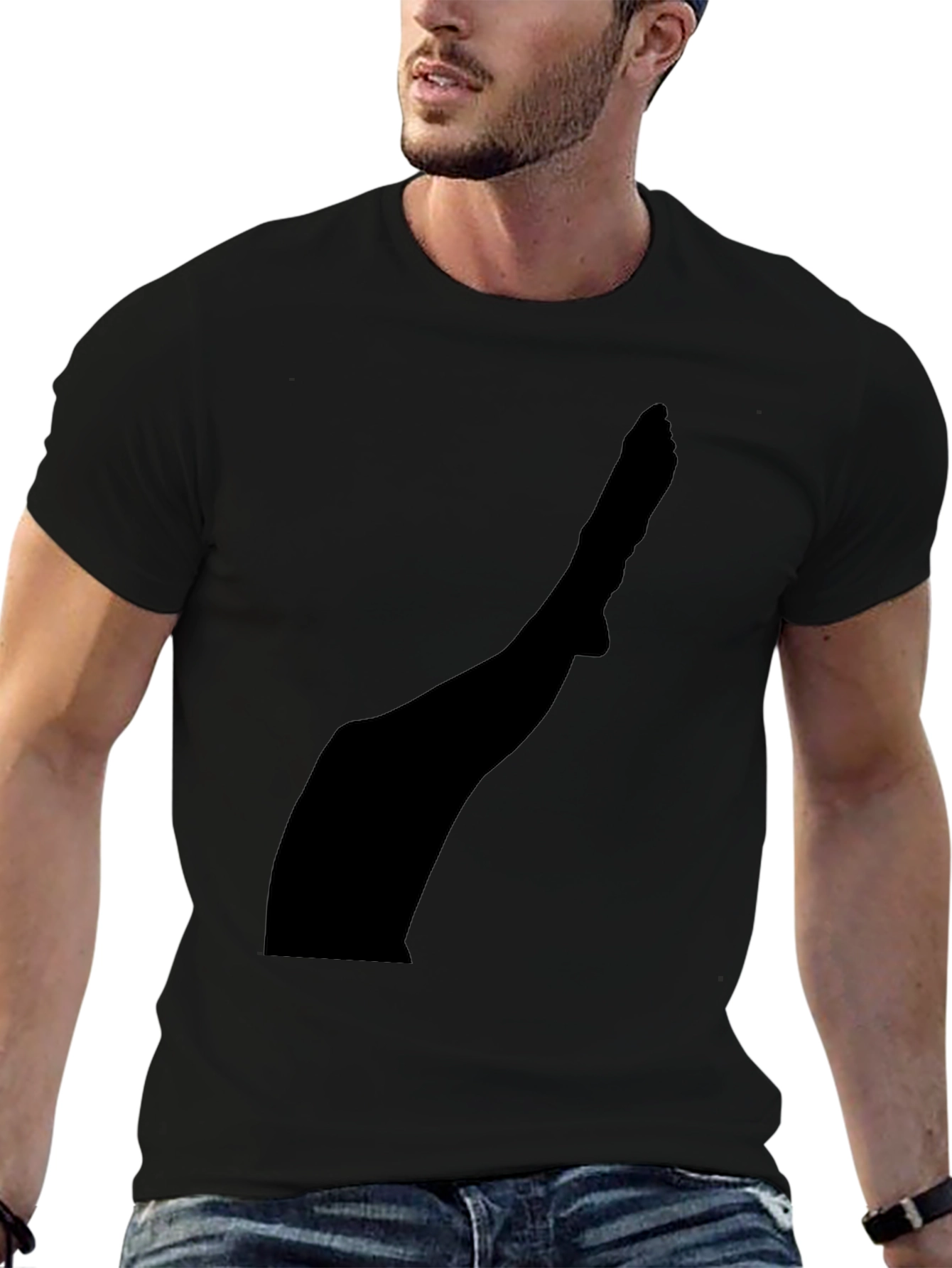 Mens Black T-Shirt with Leg Silhouette