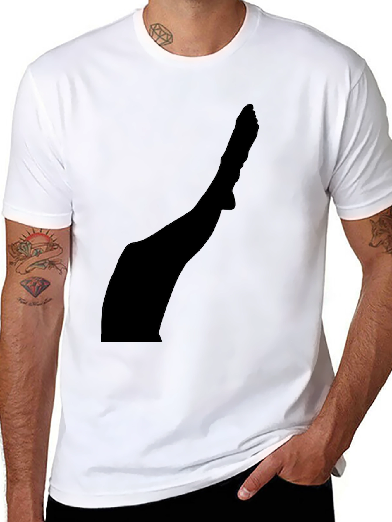 Mens Black T-Shirt with Leg Silhouette