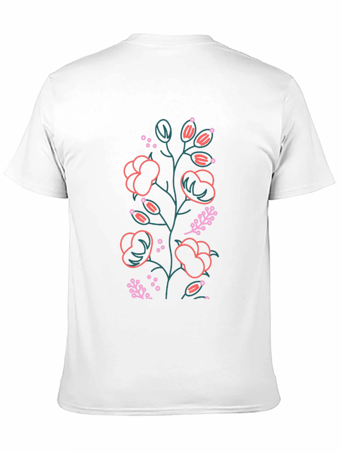 Floral Outline Graphic Tee - Black Cotton Blend