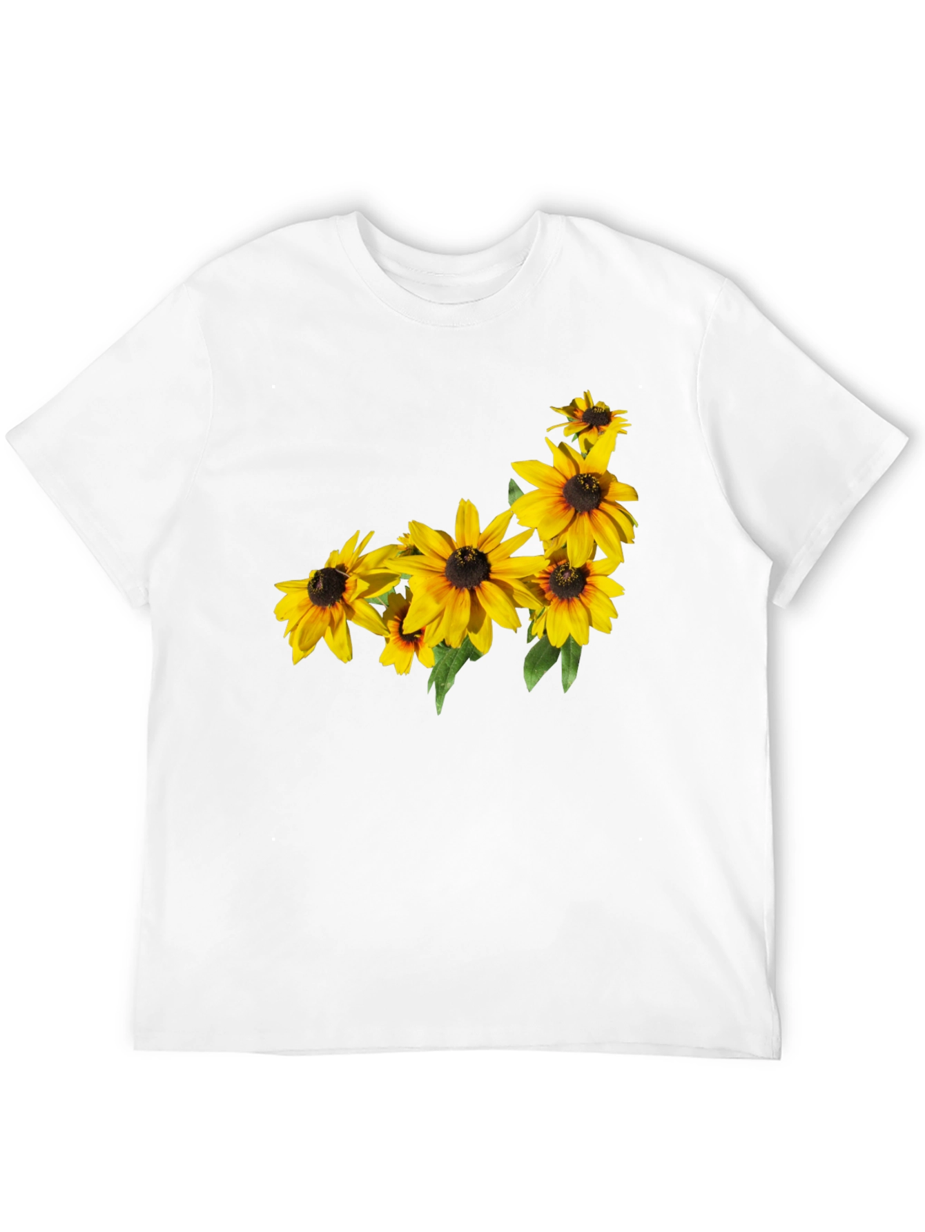 Black T-Shirt with Floral Sunflower Design