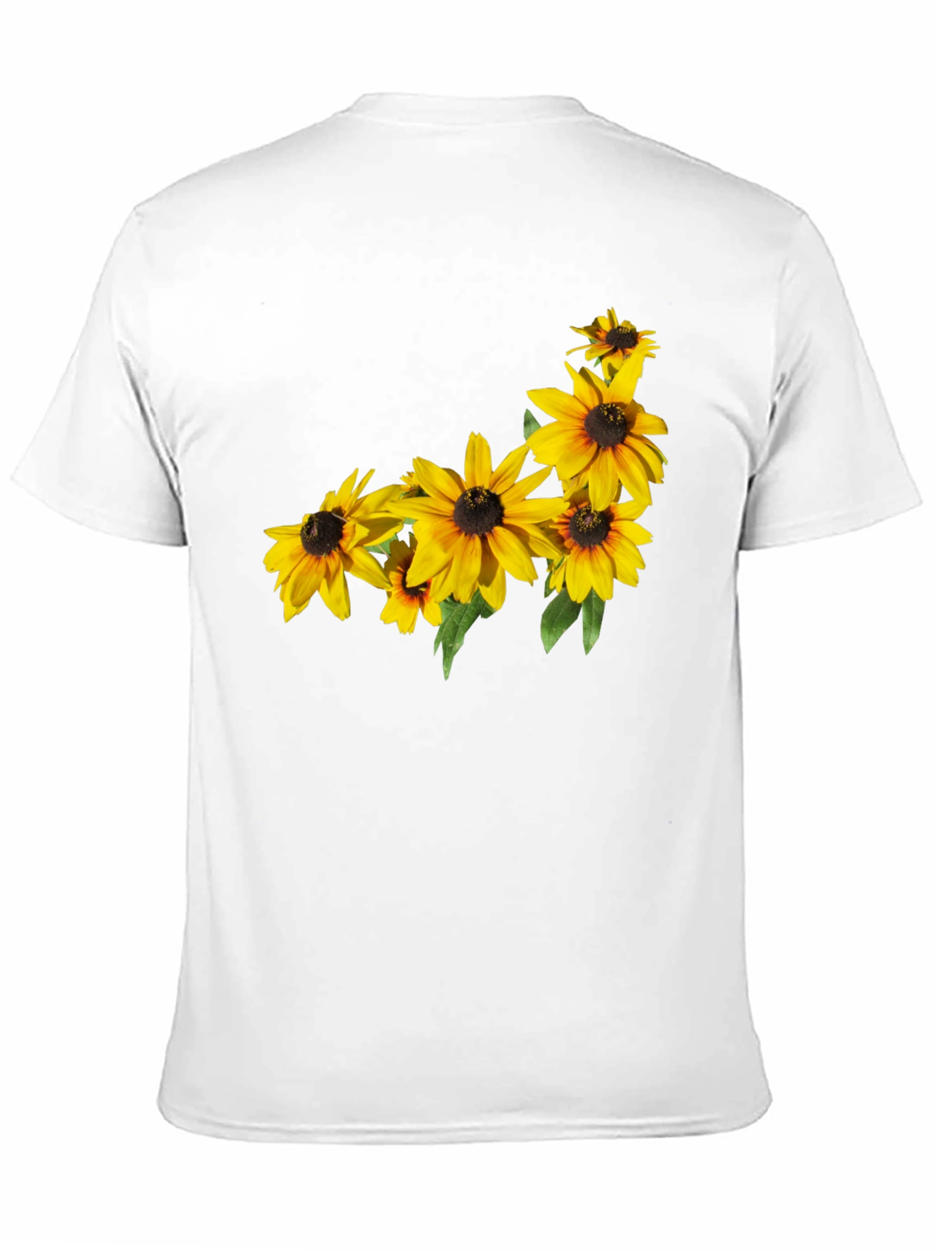 Black T-Shirt with Floral Sunflower Design
