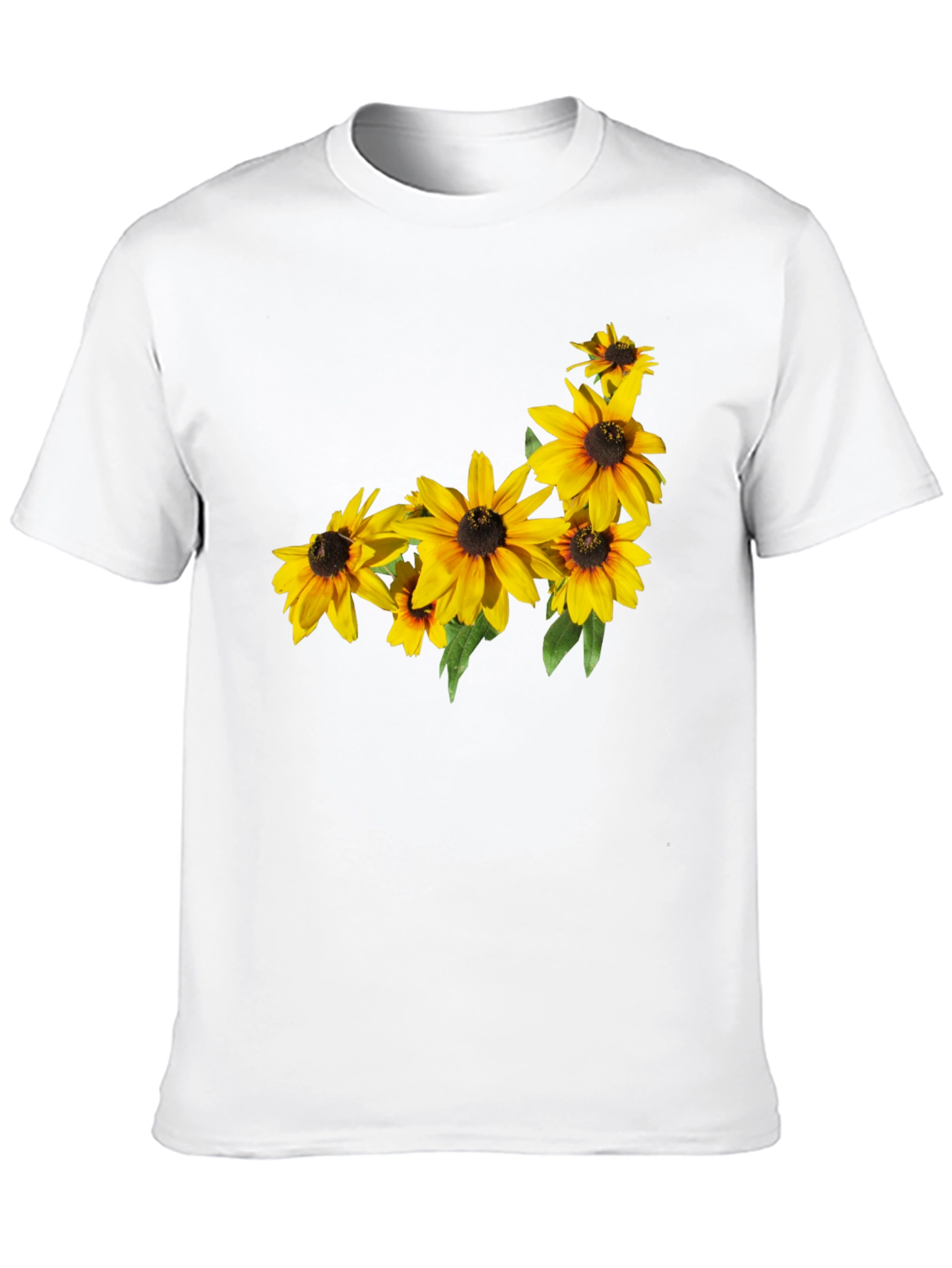 Black T-Shirt with Floral Sunflower Design