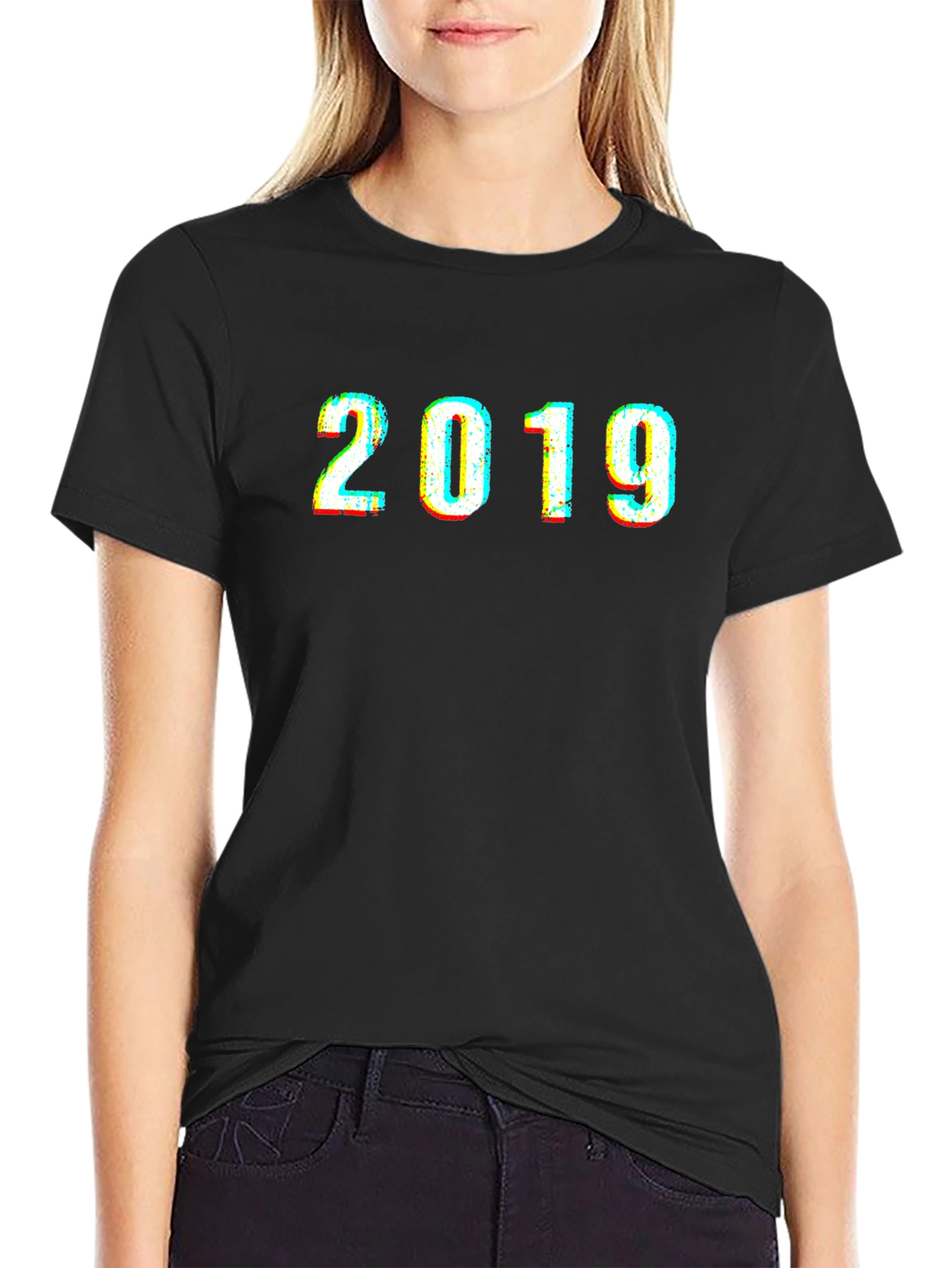 2019 Graphic Print Black T-Shirt