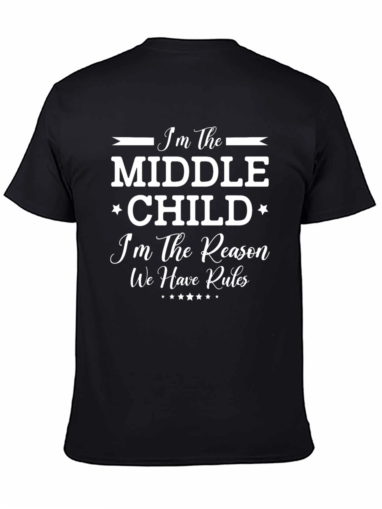 Middle Child Reason For Rules Black Cotton T-Shirt