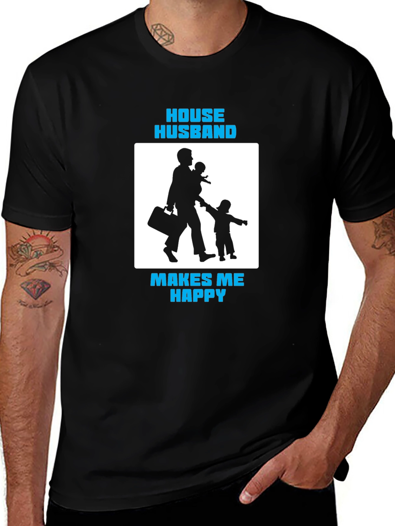 House Husband Makes Me Happy Black T-Shirt