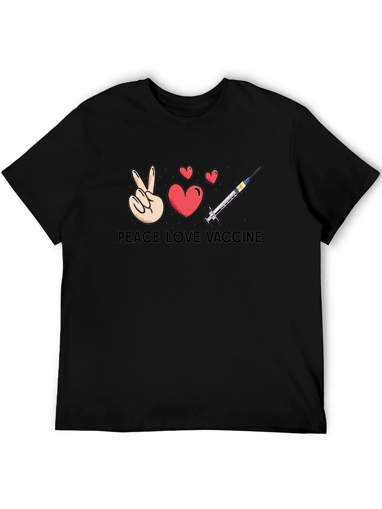 Peace Love Vaccine Graphic Tee - Pro-Vaccine T-Shirt