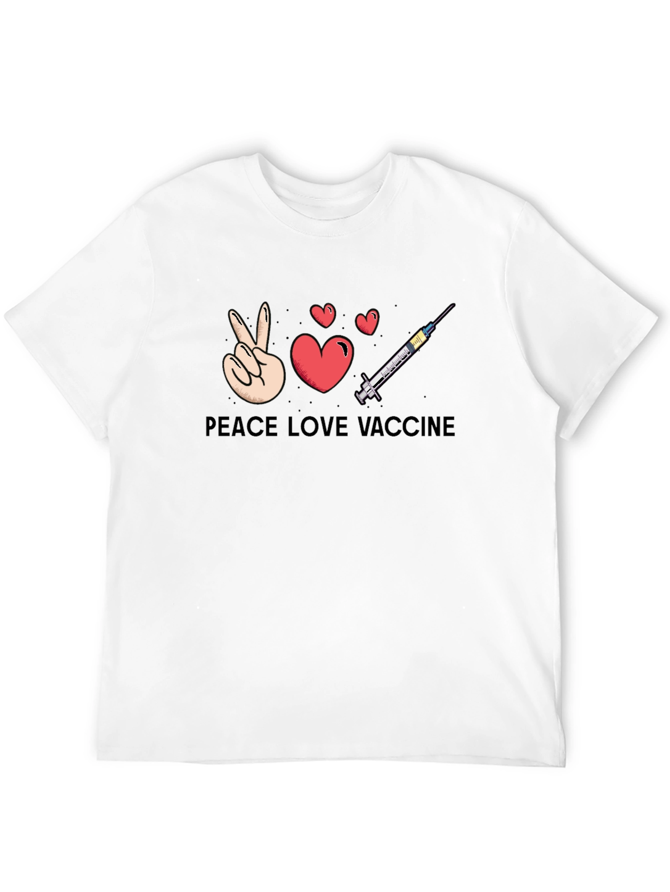 Peace Love Vaccine Graphic Tee - Pro-Vaccine T-Shirt