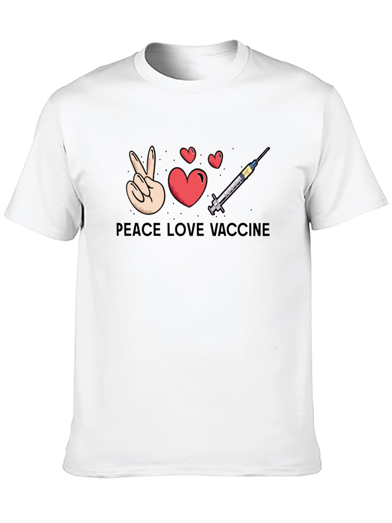 Peace Love Vaccine Graphic Tee - Pro-Vaccine T-Shirt