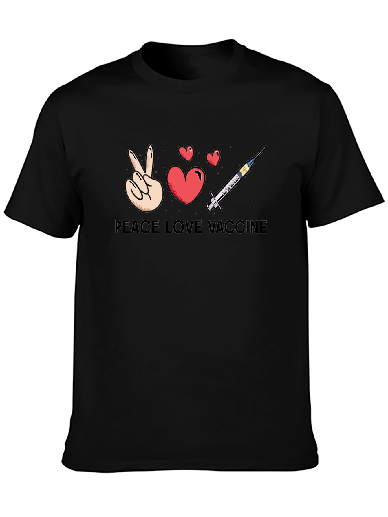 Peace Love Vaccine Graphic Tee - Pro-Vaccine T-Shirt