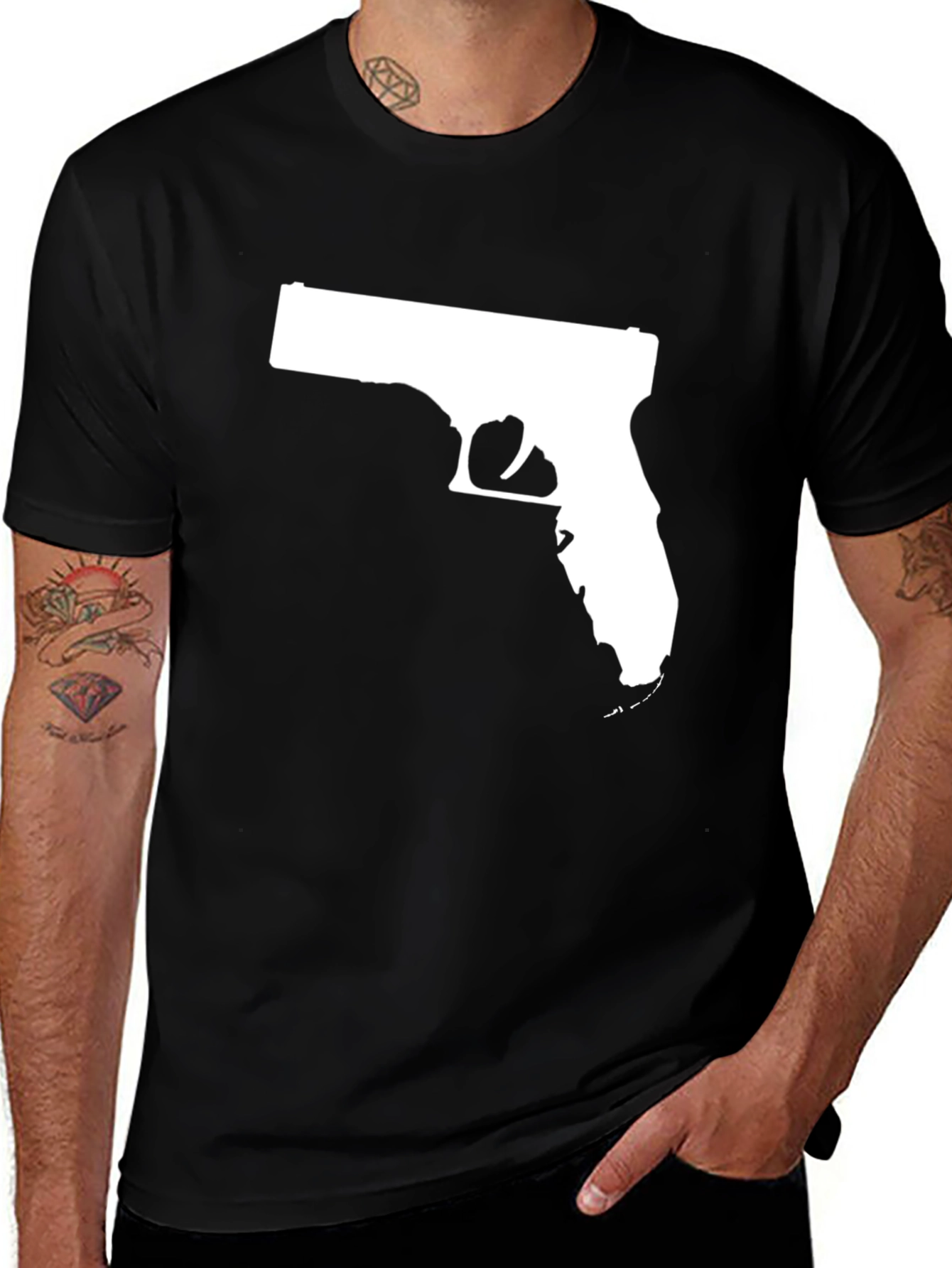 Gun-Shaped State Outline Tee