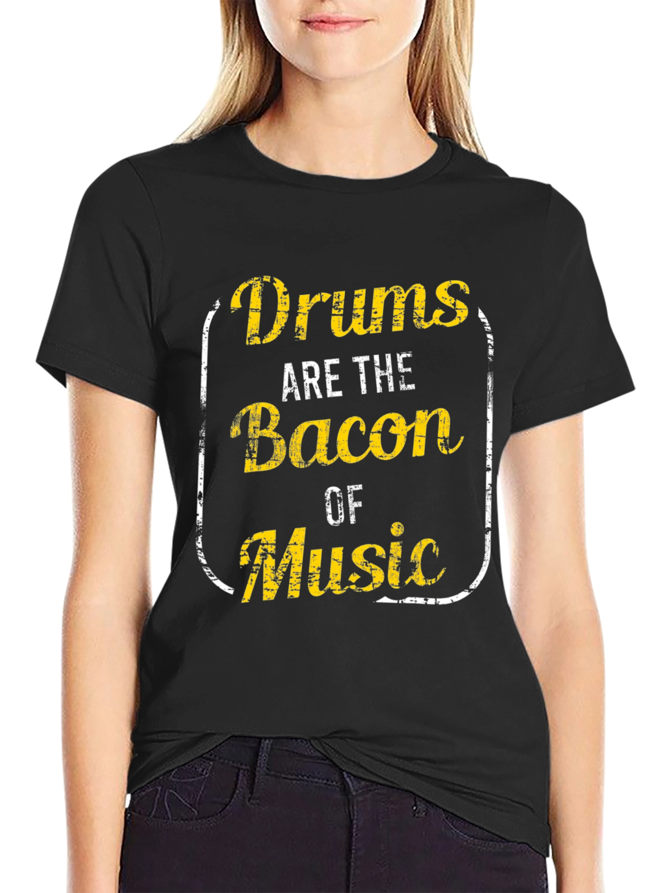 Drums Are The Bacon Of Music Black T-Shirt
