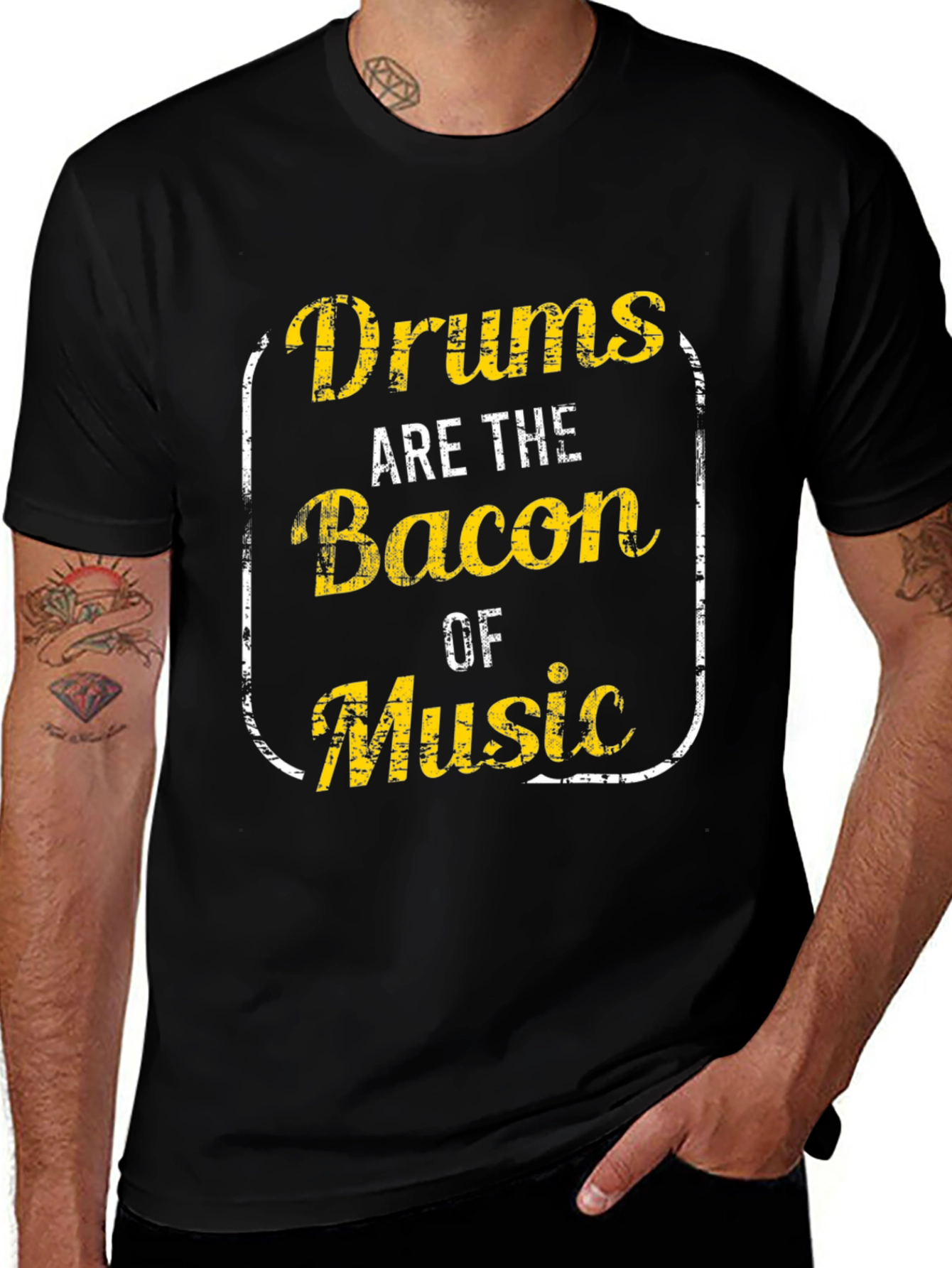 Drums Are The Bacon Of Music Black T-Shirt
