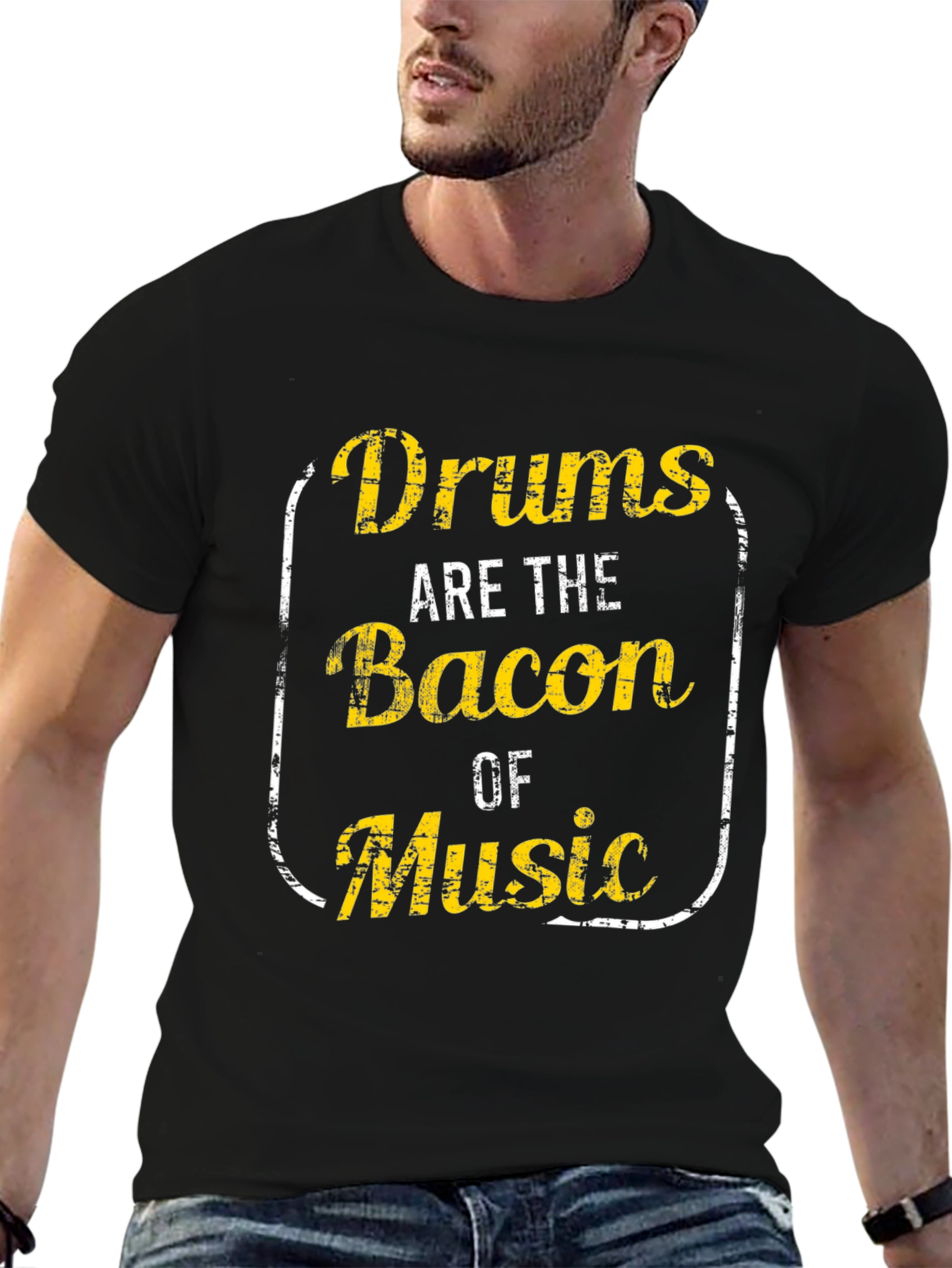 Drums Are The Bacon Of Music Black T-Shirt