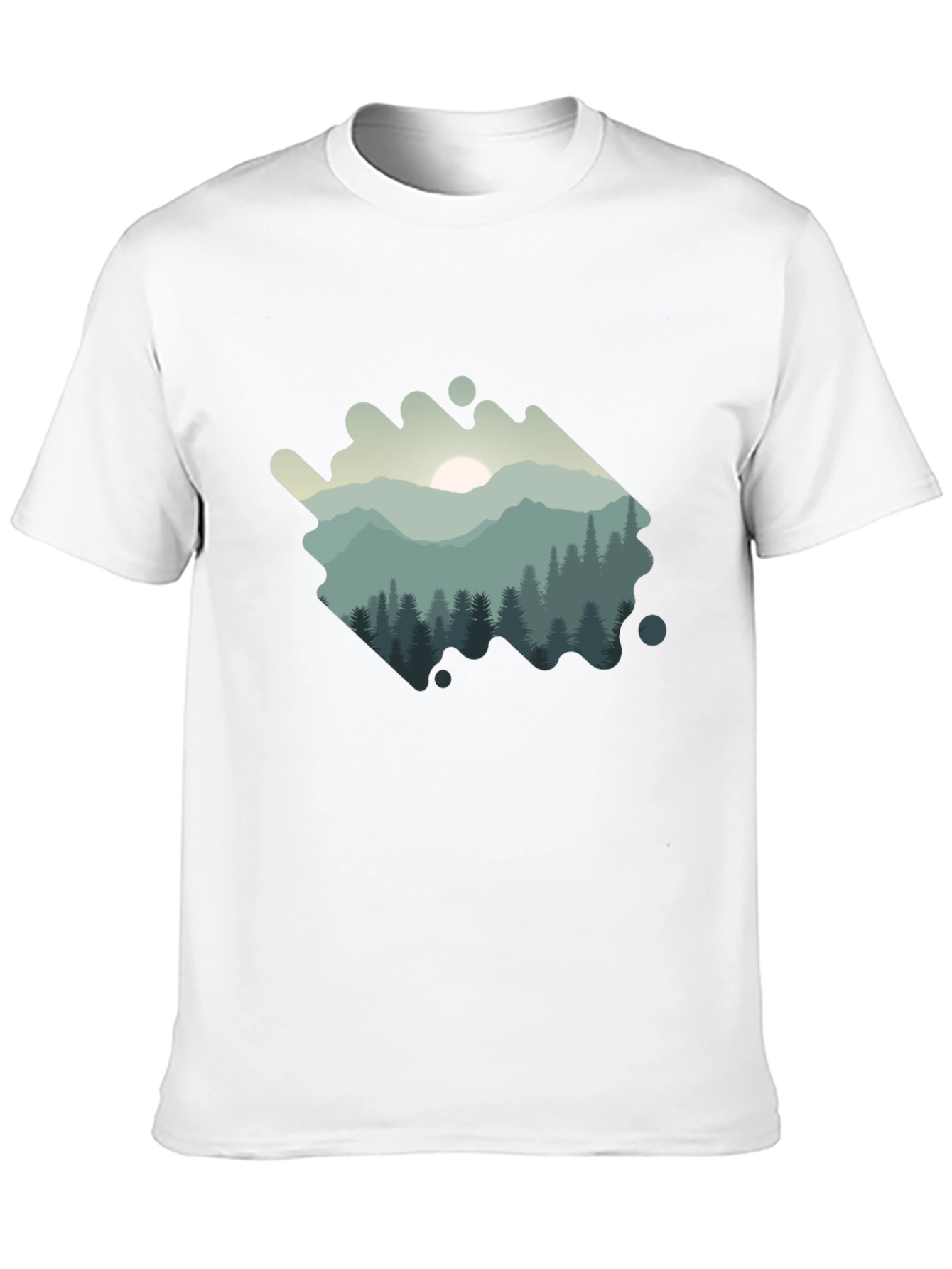 Nature Scene Graphic Tee - Mountain Forest T-Shirt