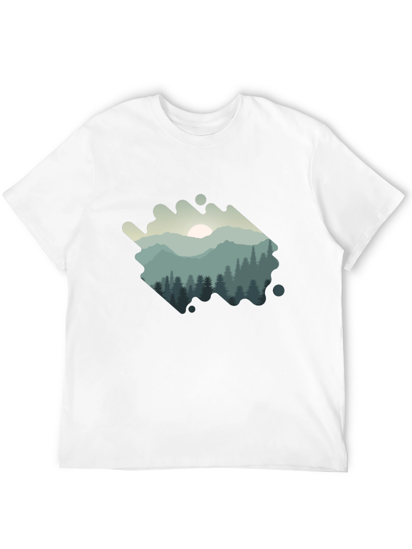 Nature Scene Graphic Tee - Mountain Forest T-Shirt