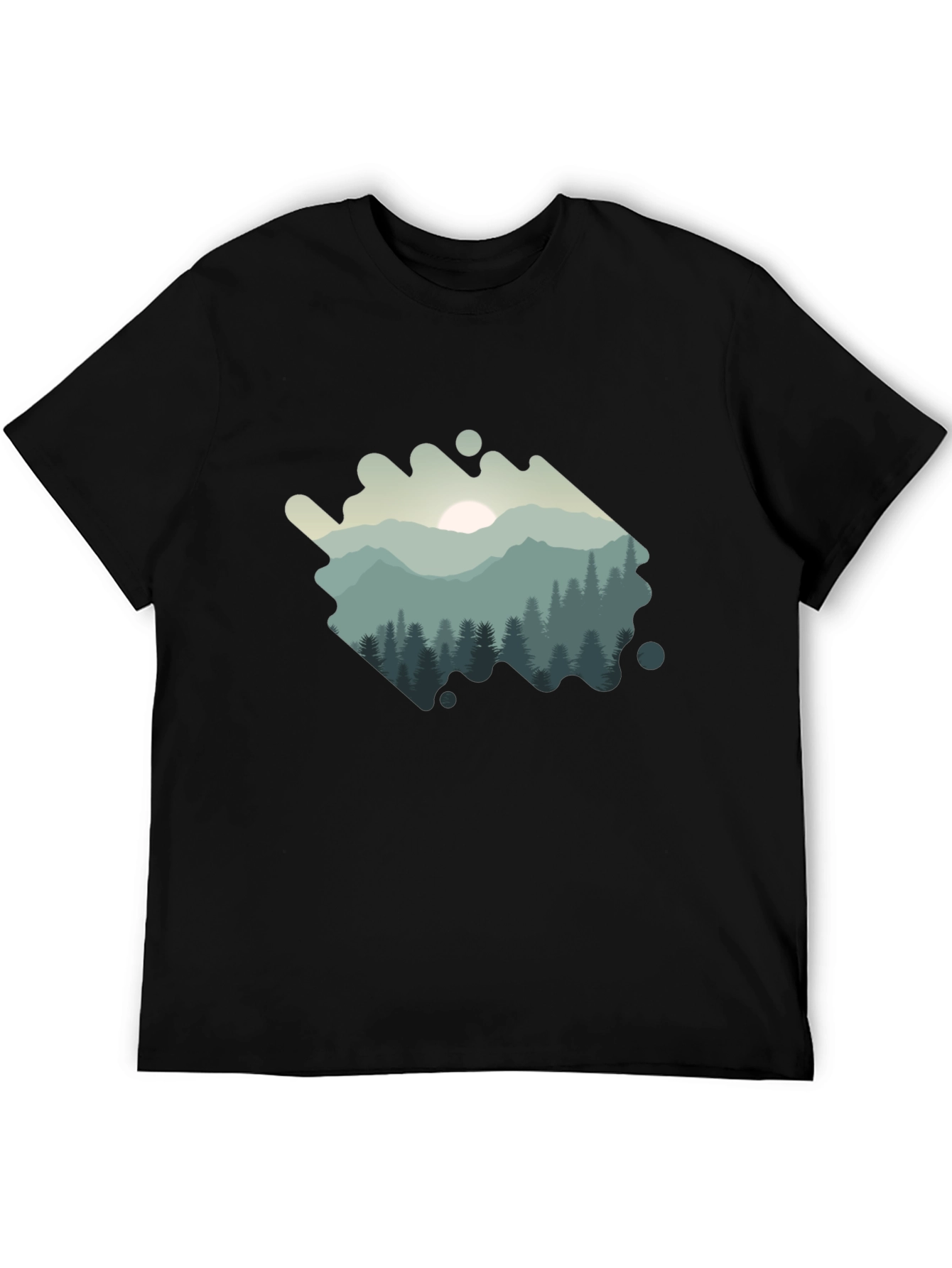 Nature Scene Graphic Tee - Mountain Forest T-Shirt