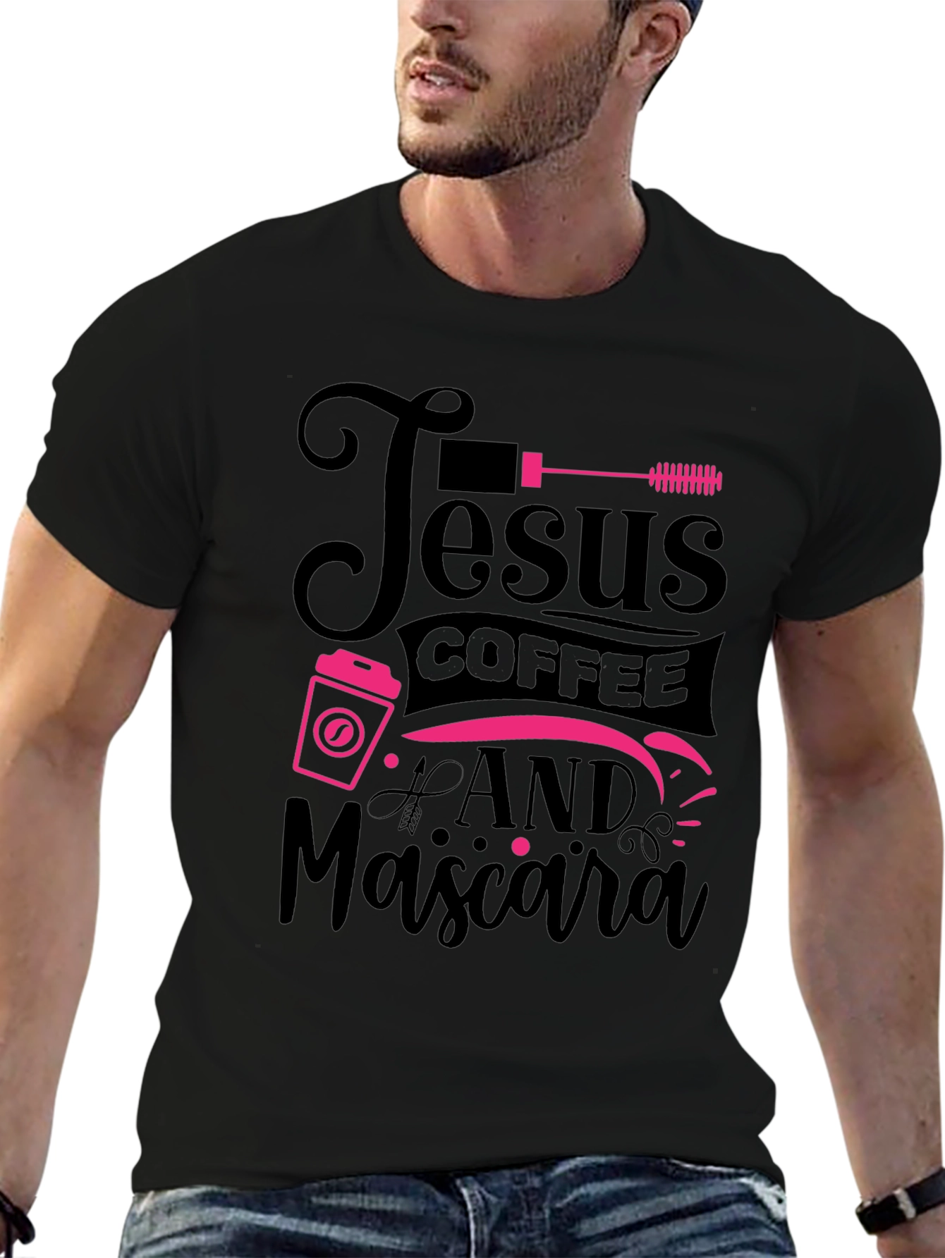 Jesus Coffee & Mascara Black T-Shirt