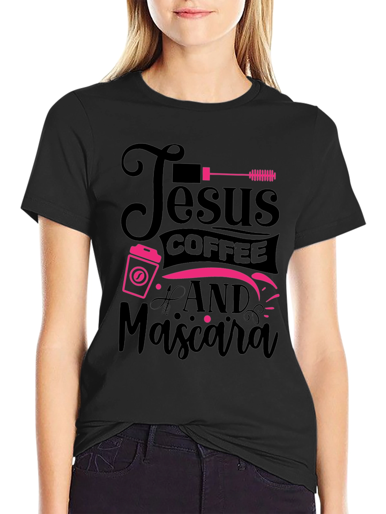 Jesus Coffee & Mascara Black T-Shirt