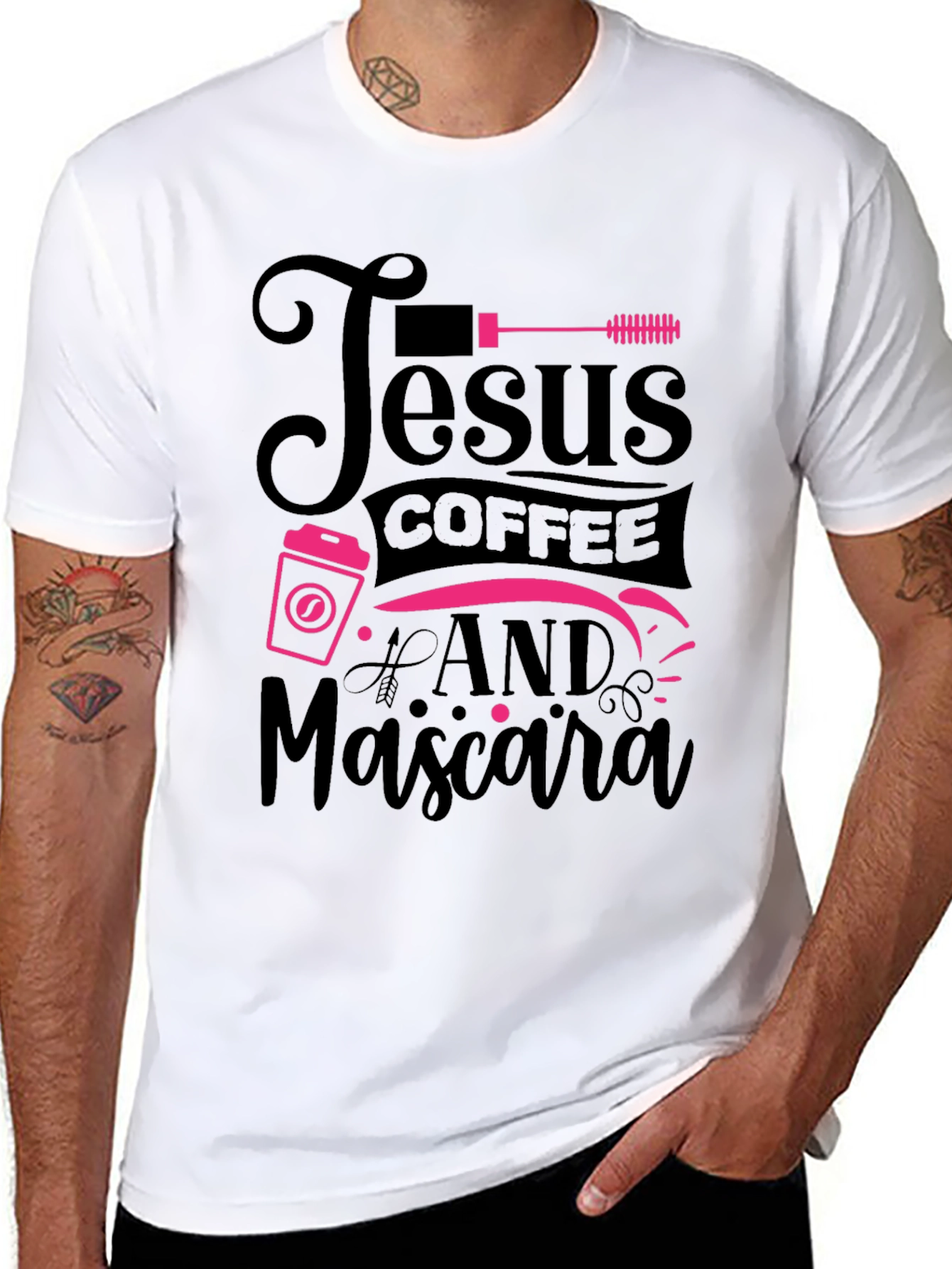 Jesus Coffee & Mascara Black T-Shirt