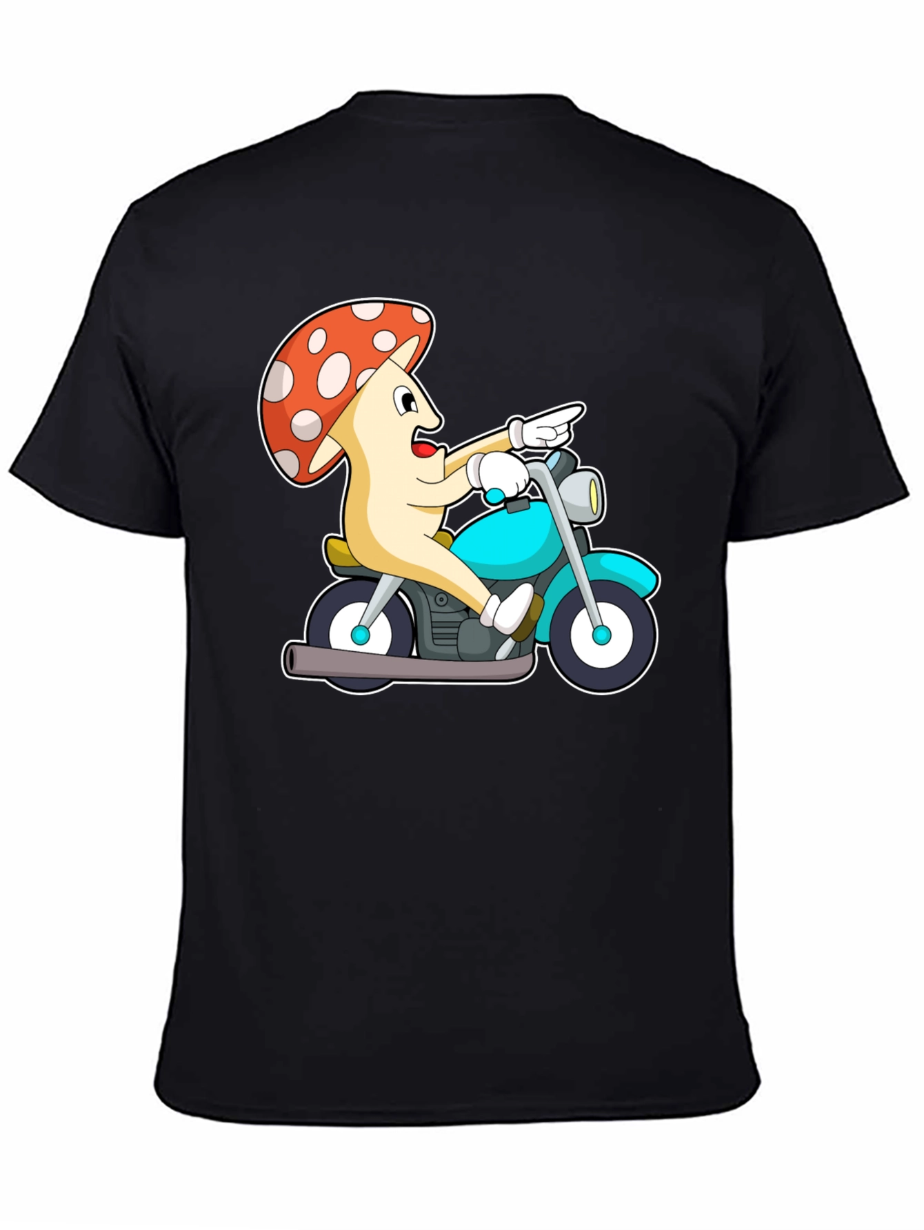 Mushroom Rider Graphic Tee - Black Cotton T-Shirt