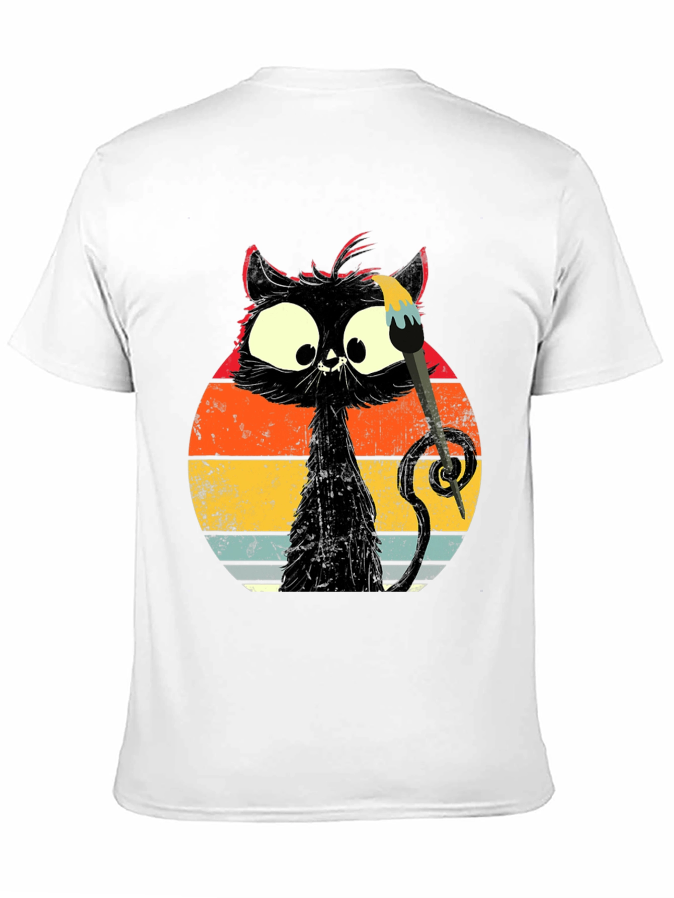 Whimsical Cat Artist Graphic Tee