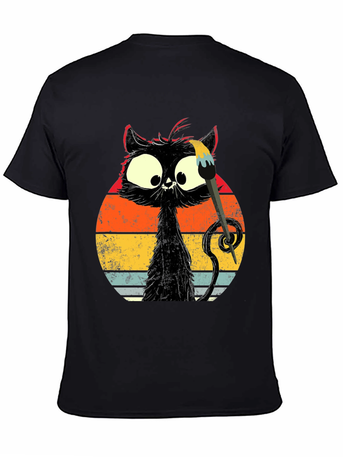 Whimsical Cat Artist Graphic Tee