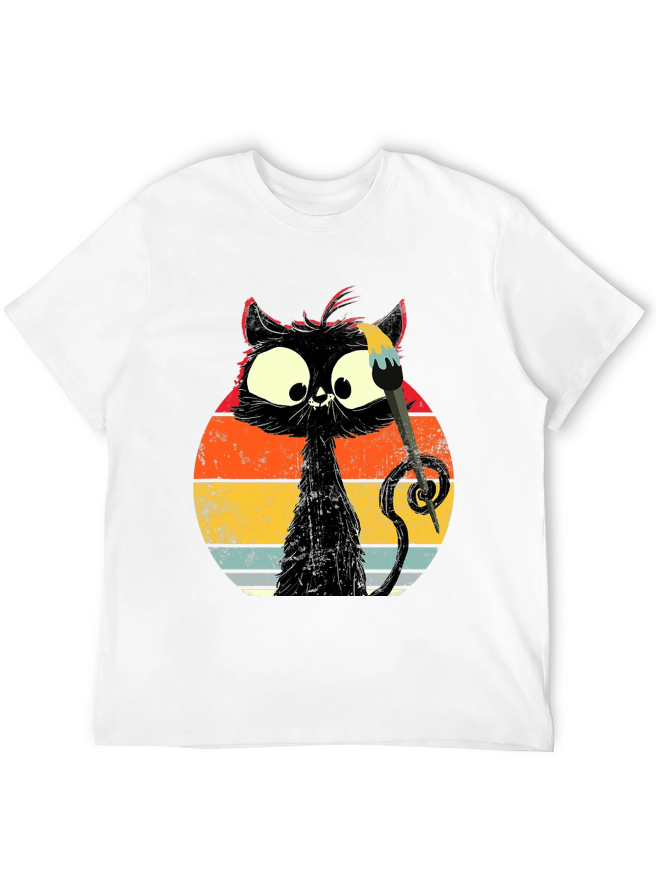 Whimsical Cat Artist Graphic Tee