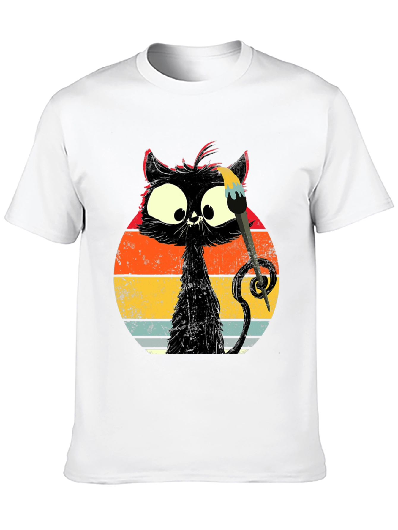 Whimsical Cat Artist Graphic Tee