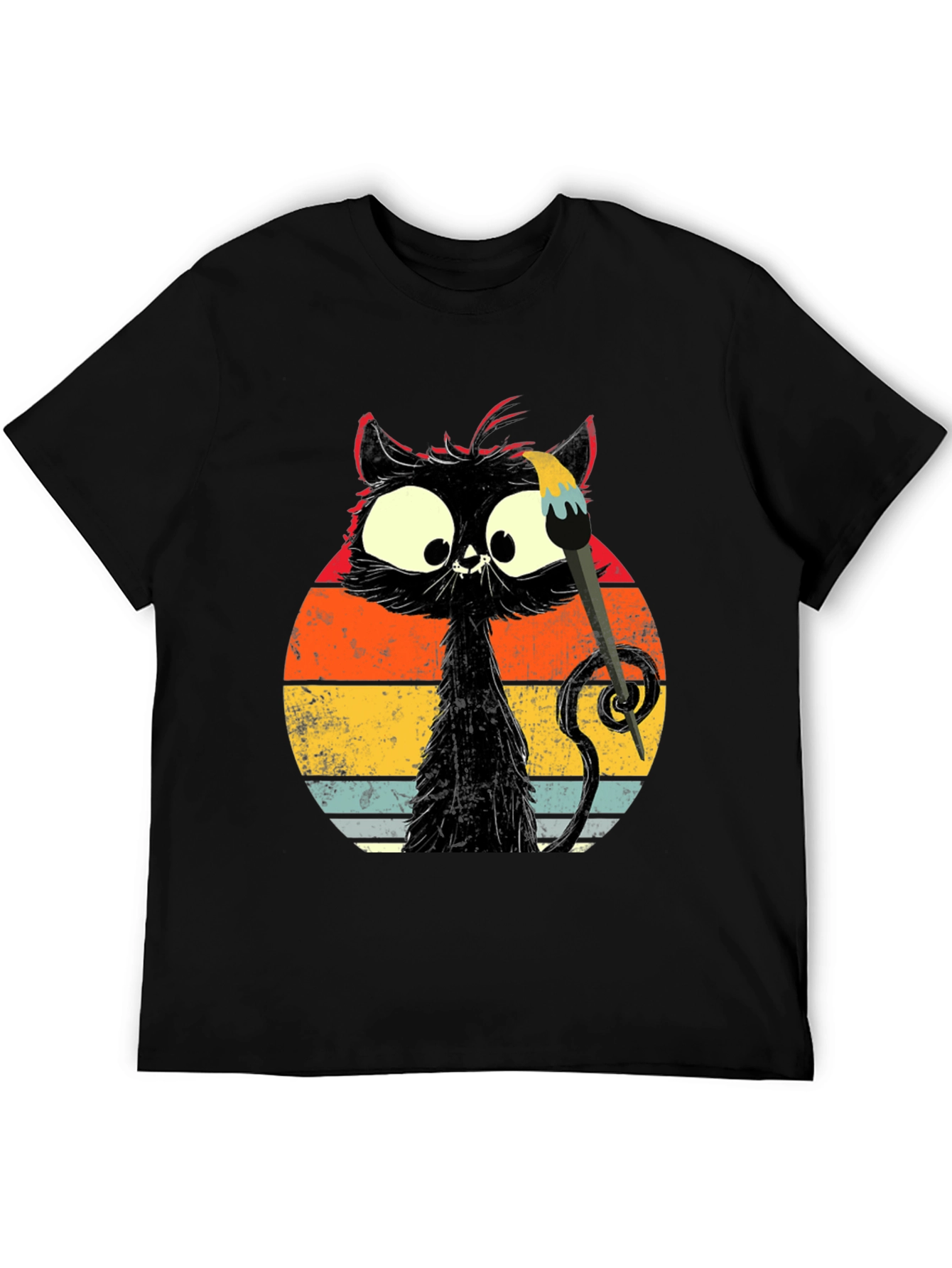 Whimsical Cat Artist Graphic Tee