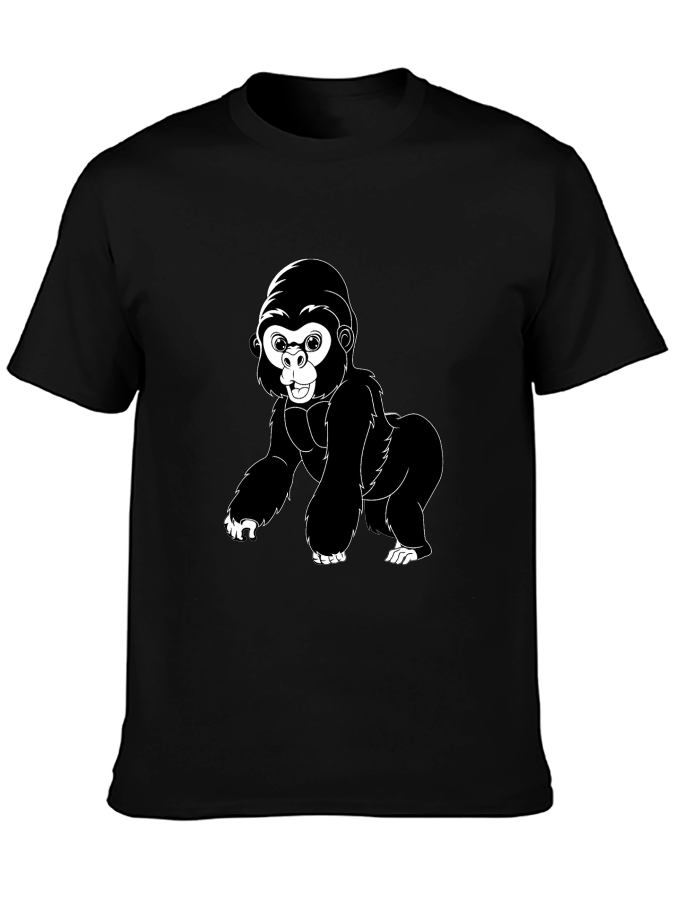 Cartoon Gorilla Graphic Tee - Black