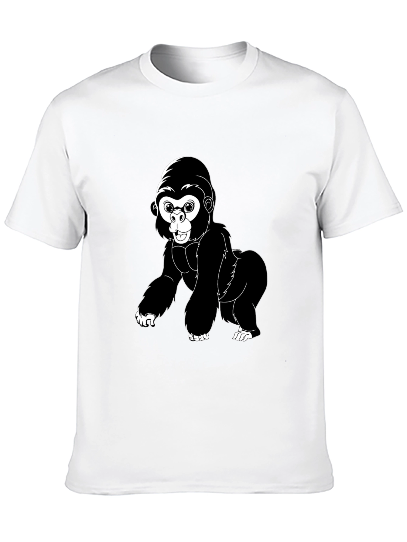 Cartoon Gorilla Graphic Tee - Black