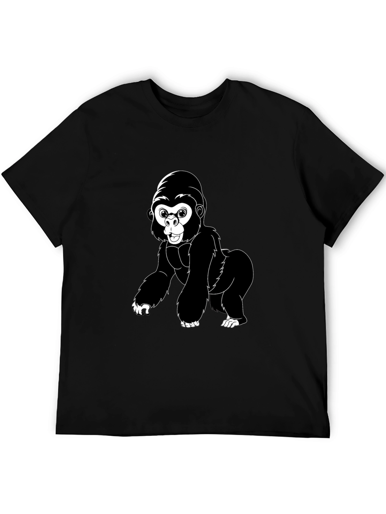 Cartoon Gorilla Graphic Tee - Black
