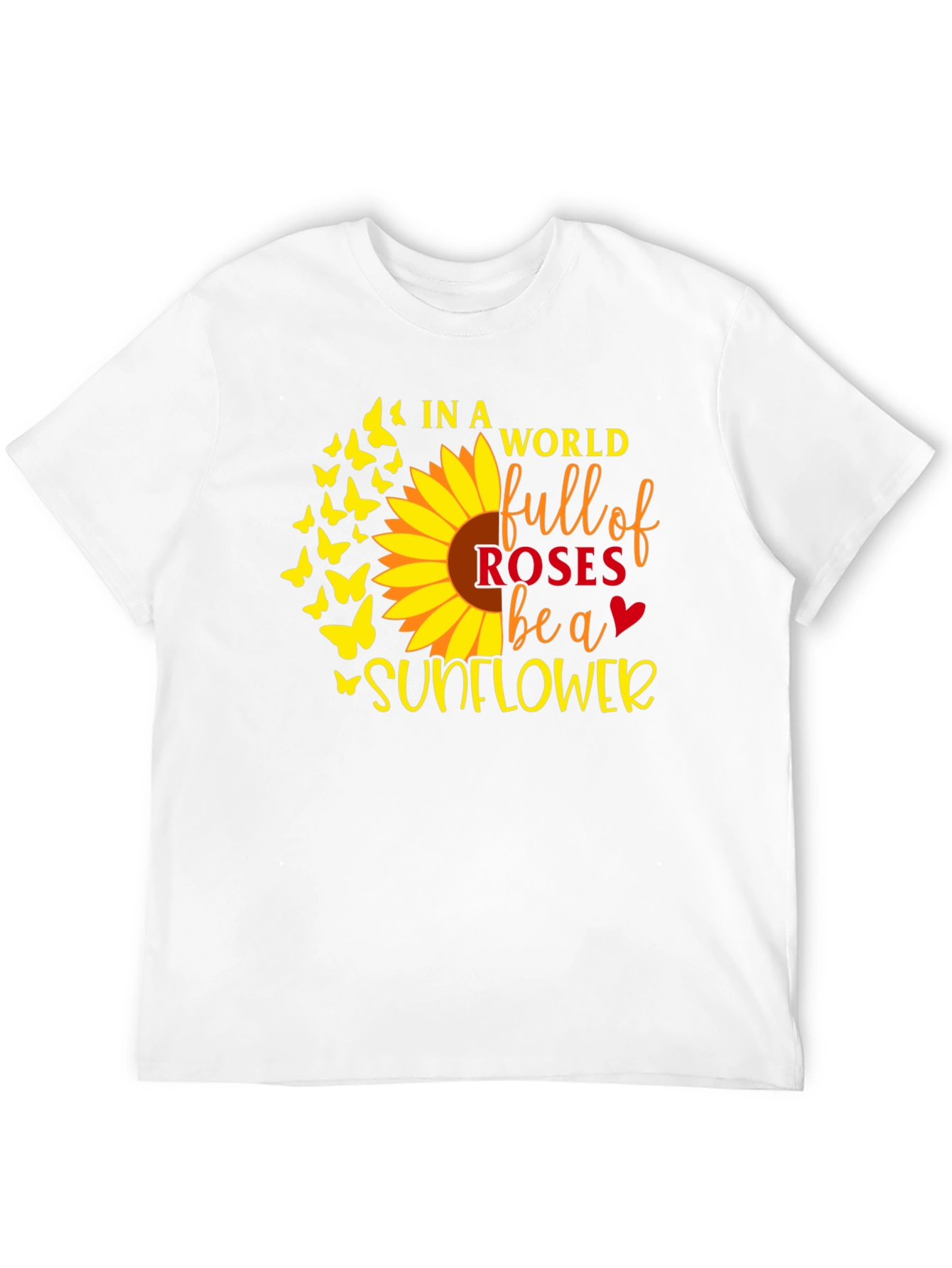 Sunflower Butterfly Graphic T-Shirt - Black